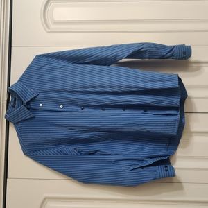 Express 1MX Blue Striped Medium Button Up